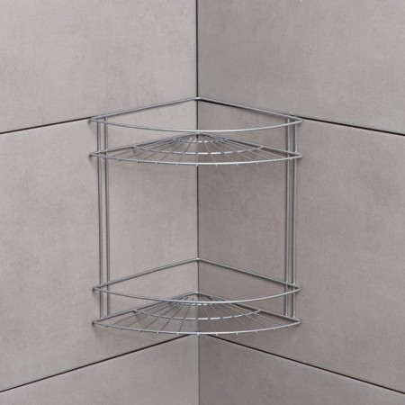 Bathroom shelf for the bathroom 2-tier slim, 18 × 25 × 25 cm, color chromium-2