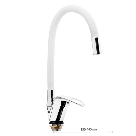 Kitchen mixer Zein Z2110, single -leaf, flexible surge, cartridge 40 mm, white/chrome-3