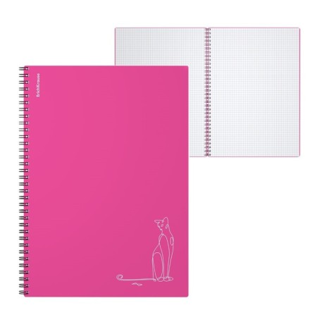 A4 notebook 80 sheets, a cage on a spiral, erichkrause, "silhouette" plastic cover pink