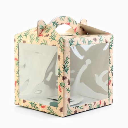 Confectionery box with a window, a chest, "Happy New Year!" 20 x 20 x 20 cm, new year-3