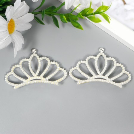 Decor for creativity Metal "Tiara with pearl" rhinestones 3.5x6 cm-1