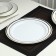 Plastic disposable plastic, 23 cm, round, flat, white color with a golden pocket