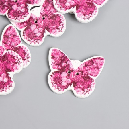 Button decorative tree "Butterfly in roses" 2.5x3 cm-2