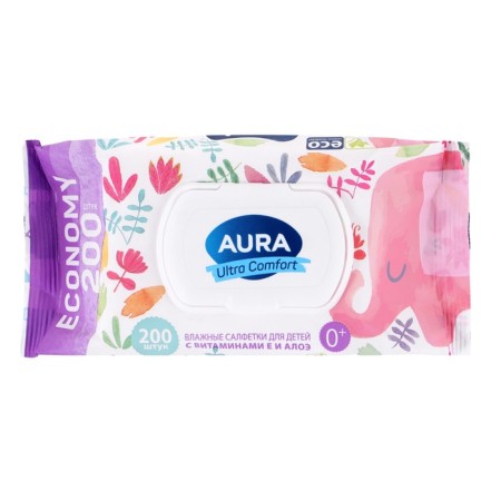 Wet Aura Ultra Comfort napkins, for children, 200 pcs.-12