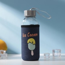 A glass bottle in the case “Summer”, 300 ml, h = 17.5 cm, Mix drawing