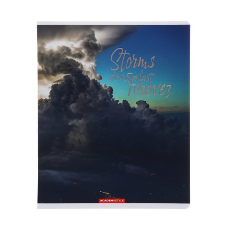 Notebook 96 leaflets “Thunderstorm will pass”, cover coated cardboard, matte lamination, foil embossing, offset block, mix-3