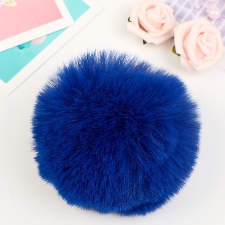 Pompon Artificial fur "Bright blue" d = 10 cm