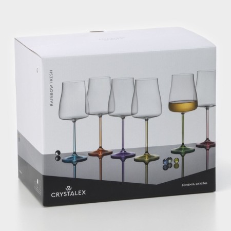 Set of glass glasses Rainbow Fresh, 400 ml, decor, 6 pcs-7