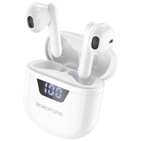Headphones Borofone BW05 Pure, TWS, inserts, Bluetooth 5.1, 30/250 mAh, display, white-3