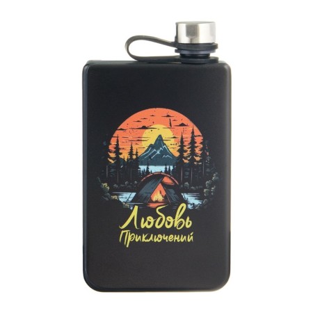 Flaw for alcohol "Adventure love", stainless steel, 270 ml, 9 oz-1