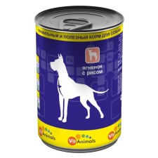 Canned vehicles Vitanimals for dogs, lambs with rice, 410 g.