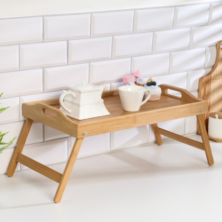Table - breakfast tray with handles, folding, bamboo-5