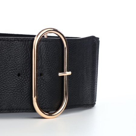 Women's belt, width 7 cm, black color-5