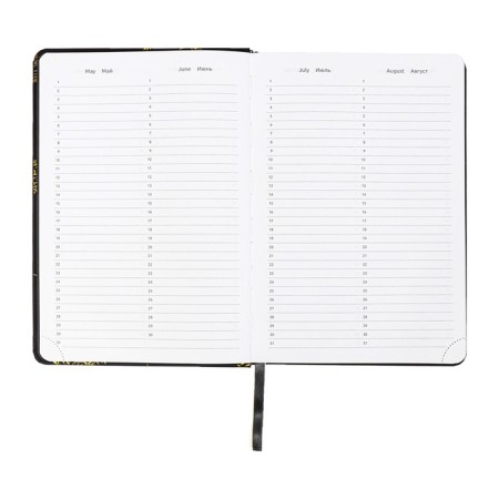 The diary is low, A5, 136 sheets, leatherette, Devente. Tropicana, solid cover, foil embossing, perforation, liesse, block 70%, black-7