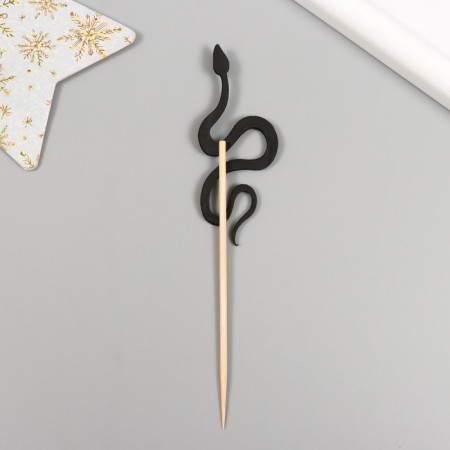 Decor for creativity "Black-Brilliant Snake" 12.5 cm (set 6 pcs)-4
