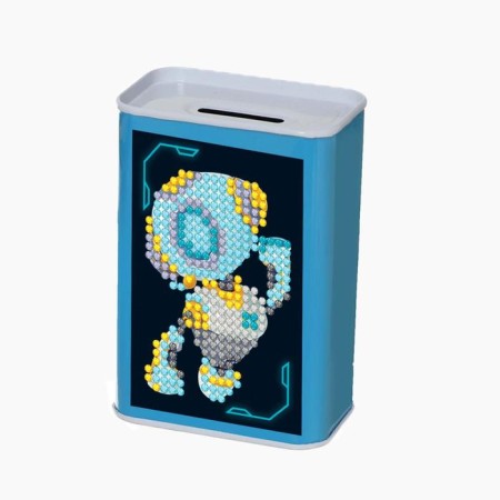 Diamond mosaic on the piggy bank "Space Robot"
