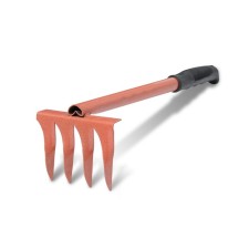 Small straight rakes, 4 twisted teeth, length 39 cm, metal, metal handle