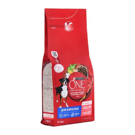 Сухой корм Purinа One medium/maxi для взрослых собак, говядина/рис, 1,8 кг-1
