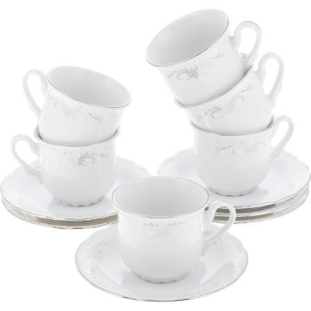 Coffee service 6/9 Constance, decor "Gray ornament, Platinum layering", 15 items-1
