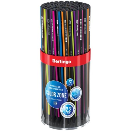 Black granographic pencil Berlingo "Color Zone", three -sided, black tree, sharpened, assorted