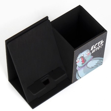 Organizer for the office with a stand under the phone "Is there any?" pigeon-6