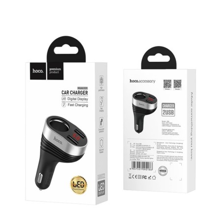 Hoco Z29, 2xUSB, 3.1 A, LED display, black-4