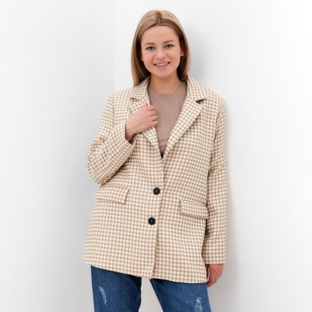 Female jacket, light beige color, goose foot, size 52