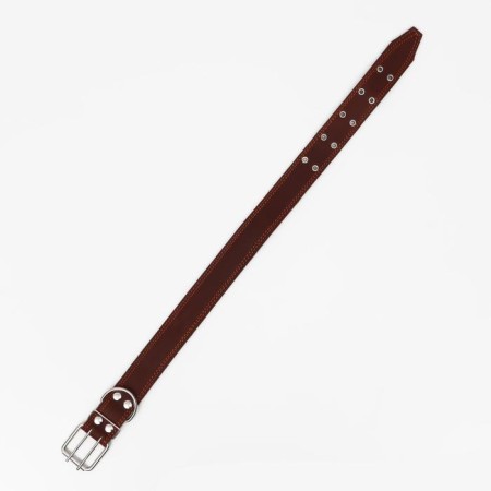 Leather collar on synthetic winterizer, 82 x 4.5 cm, Osh 50-70 cm, brown-2