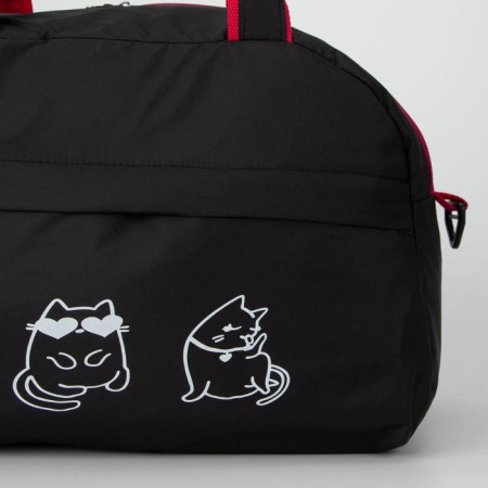 Sports bag with lightning, external pocket, long belt, black/red color-2
