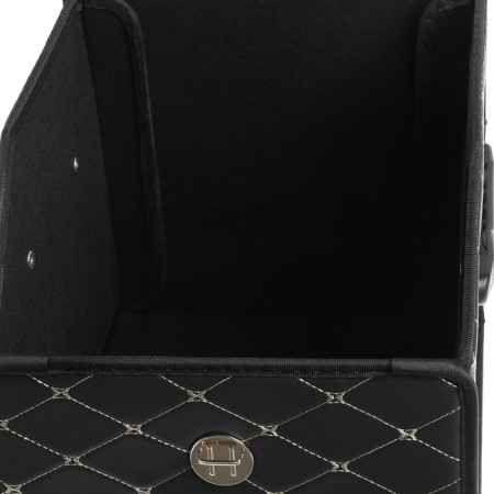 Organizer COFR in the trunk, C2R HT091, 30 × 30 × 30 cm, eco -leather, black, beige line-6