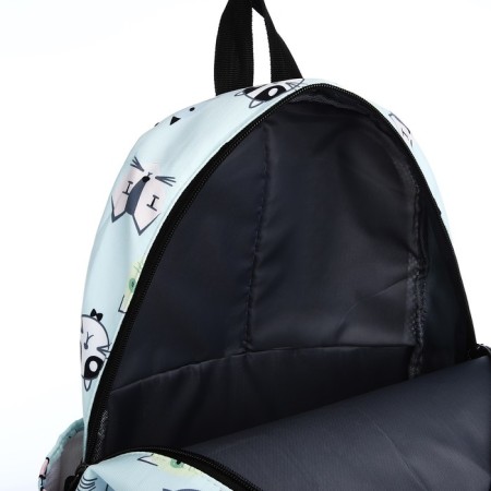 Youth backpack from textiles on lightning, 3 pockets, waist bag, blue color-4