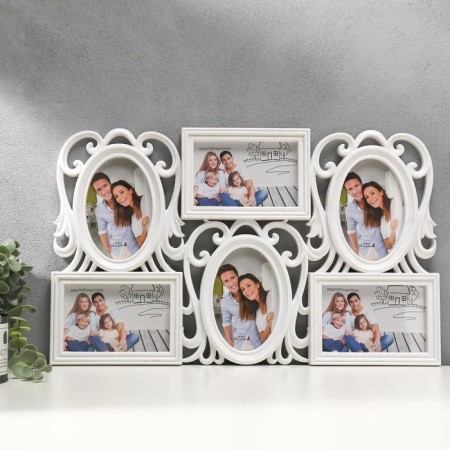 Photo frame plastic in 6 photos 10x15 cm "Stylish" white 50.5x31 cm
