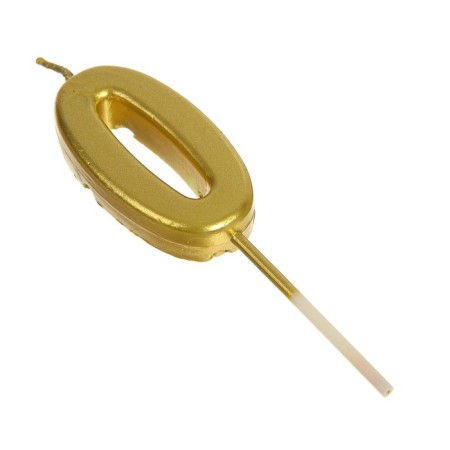 Candle in a cake on a skewer, number 0, gold, 4.5x2.5 cm-3