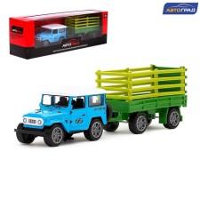 Metal jeep machine, with a trailer, inertial, mix