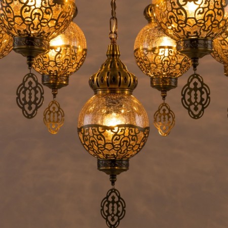 Suspended chandelier Citilux "Cairo" CL419163, 56x56x100 cm, 7x75W, e27, brown color-7