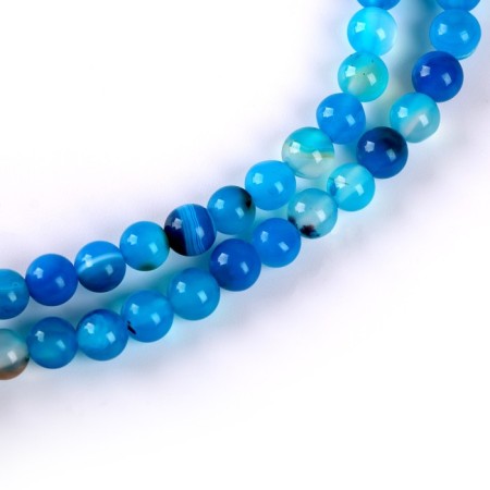 Beads made of natural stone "Blue Agat" set 58 pcs., Size 1 pc. - 6 mm