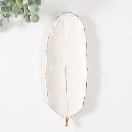 Souvenir ceramics stand "leaf" white 25.5x10x1.5 cm-3