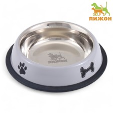 A bowl with a non -slip base with a print, 445 ml, gray