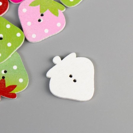 Buttons wood for creativity 2 punctures "strawberries" set of 15 pcs mix 2.5x2.2 cm-2