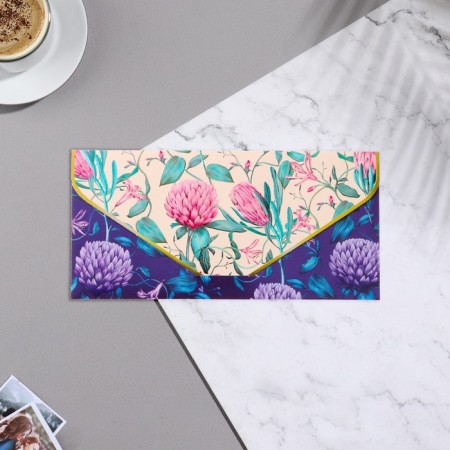 Money envelope "Universal" Cutting, Congrev, embossing, clover, 9.3x19 cm