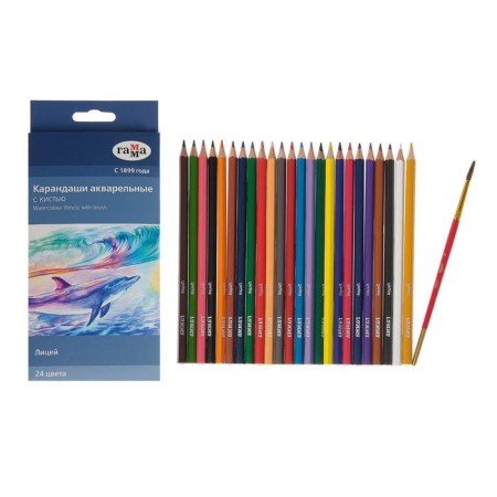 Pencils colored watercolor 24 colors, "gamma" "lyceum", with a brush, hexagonal