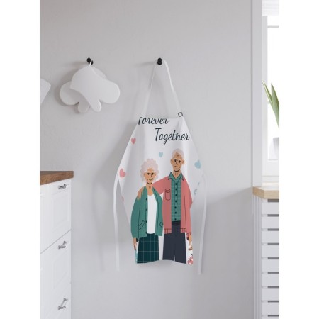 Apron of a kitchen with a “forever together” photo print, adjustable, size OS-1