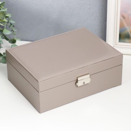 Casket to the leatherette for jewelry "Gray matte" 9x23x17 cm