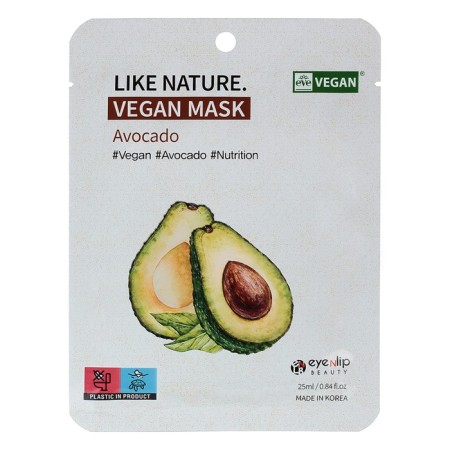 A fabric mask with an extract of Avocado Like Nature Vegan Mask Pack # avocado