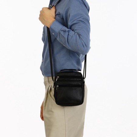 Male bag on lightning, long belt, black color-5
