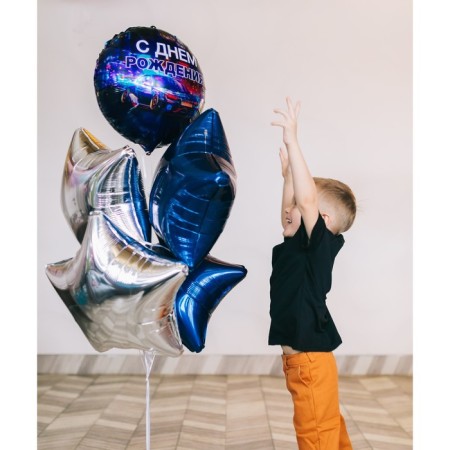 Foil ball 18 "Happy Birthday", car, circle, with a substrate-4