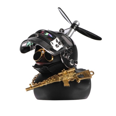Duck with a propeller black, chrome helmet-3