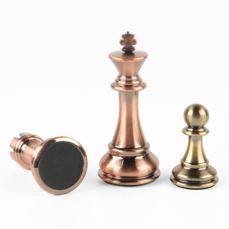 Chess souvenir, wooden board 53 x 53 cm, metal figures-1