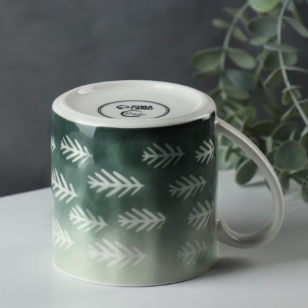 Ceramic Forest mug, 350 ml, white color-2