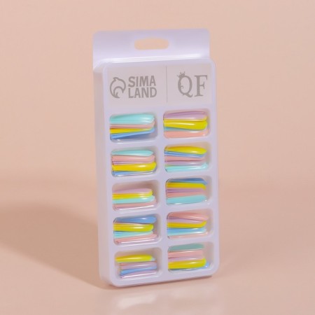 Pastele colors, 100 pcs, a ballerin form, in a container, multi -colored nails.-7